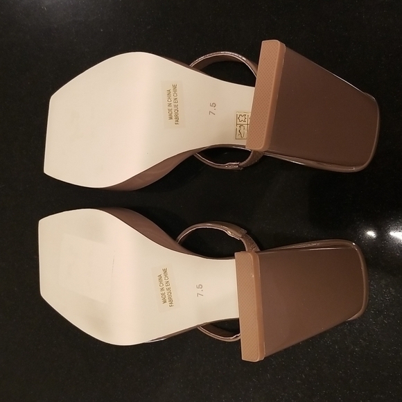 💕JEFFREY CAMPBELL💕 Hustler Platform Sandal Heels Taupe Patent Leather 7.5 NWOT - Picture 13 of 14